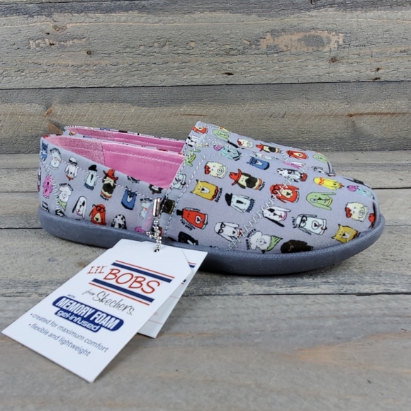Skechers Other - Lil Bobs For Skechers Girls Gray/Multi Slip ons 13